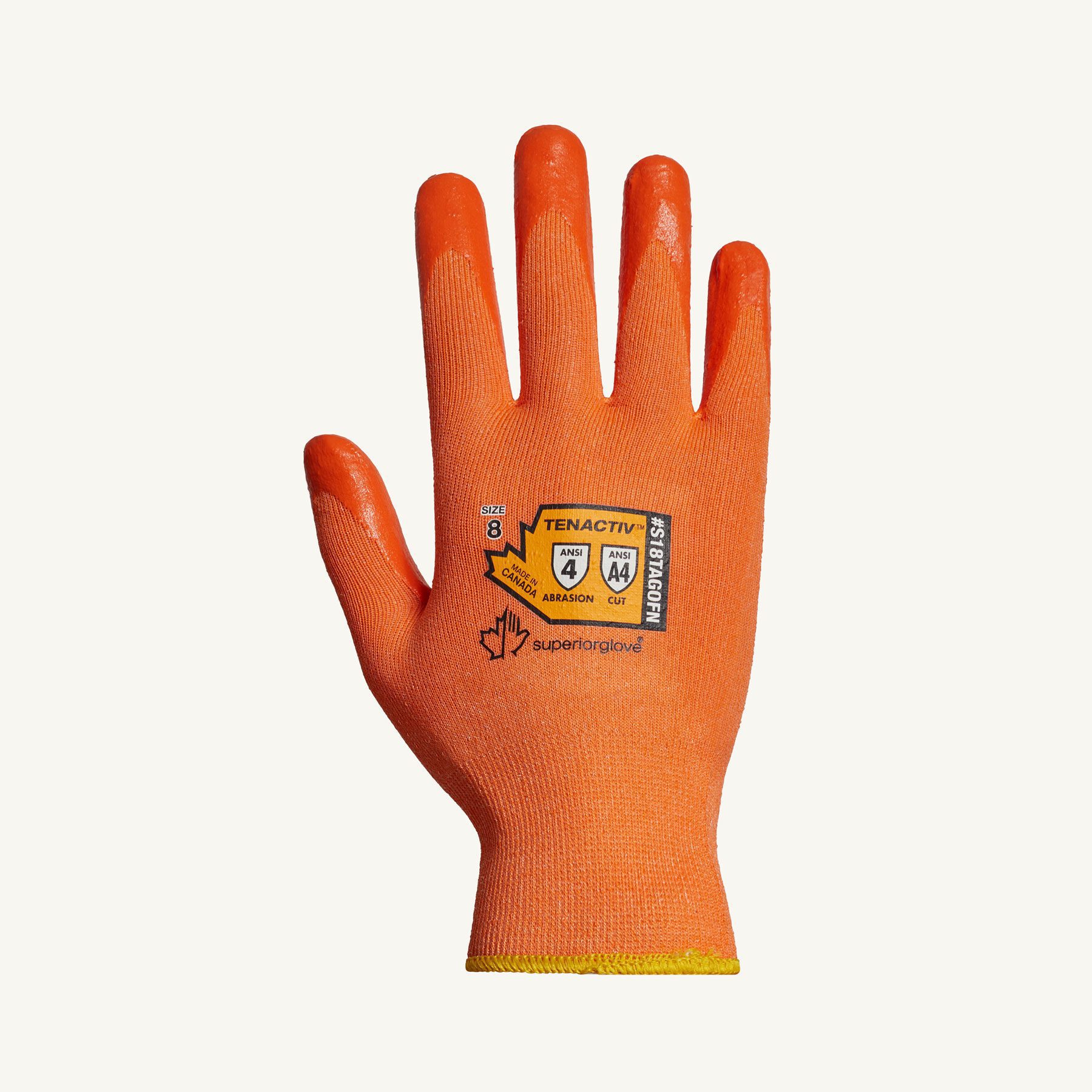 Superior Glove® TenActiv™ S18TAGOFN Nitrile Coated Hi-Viz A4 Cut Gloves